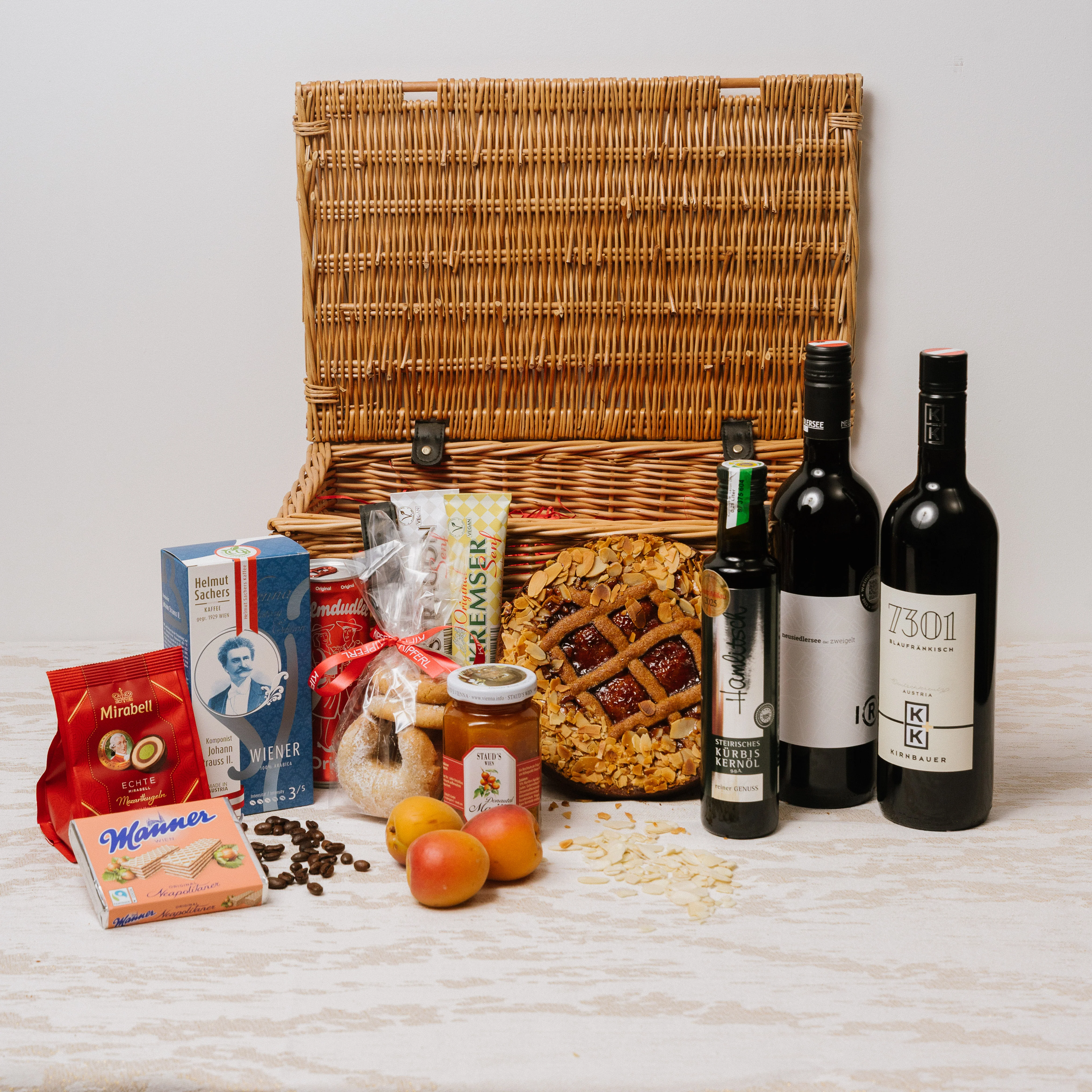 Luxury Austrian Gift Hamper – Large | Two Wines, Linzer Torte & Full Pantry - Image 2